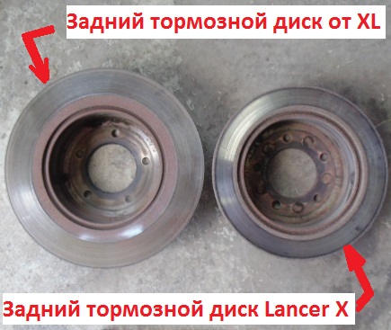 Разница задних тормозных дисков Лансер и XL
